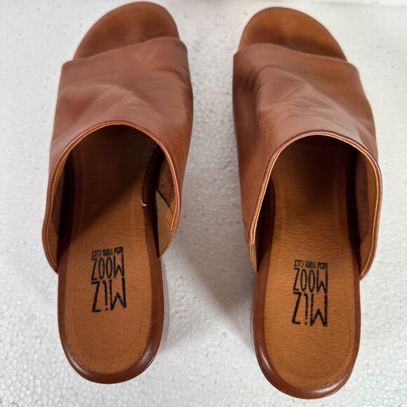 Miz Mooz Gwen Leather Platform Slip On Sandals Women's 41 / 11 Brown 2.5" Heel - Picture 8 of 13